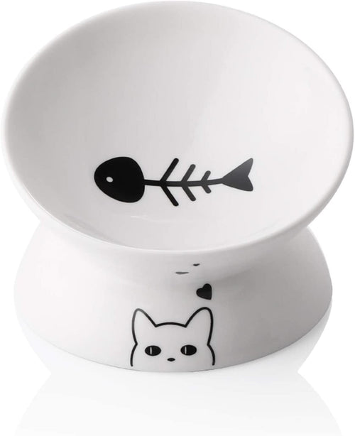 Ceramic Raised Slanted Cat Bowl