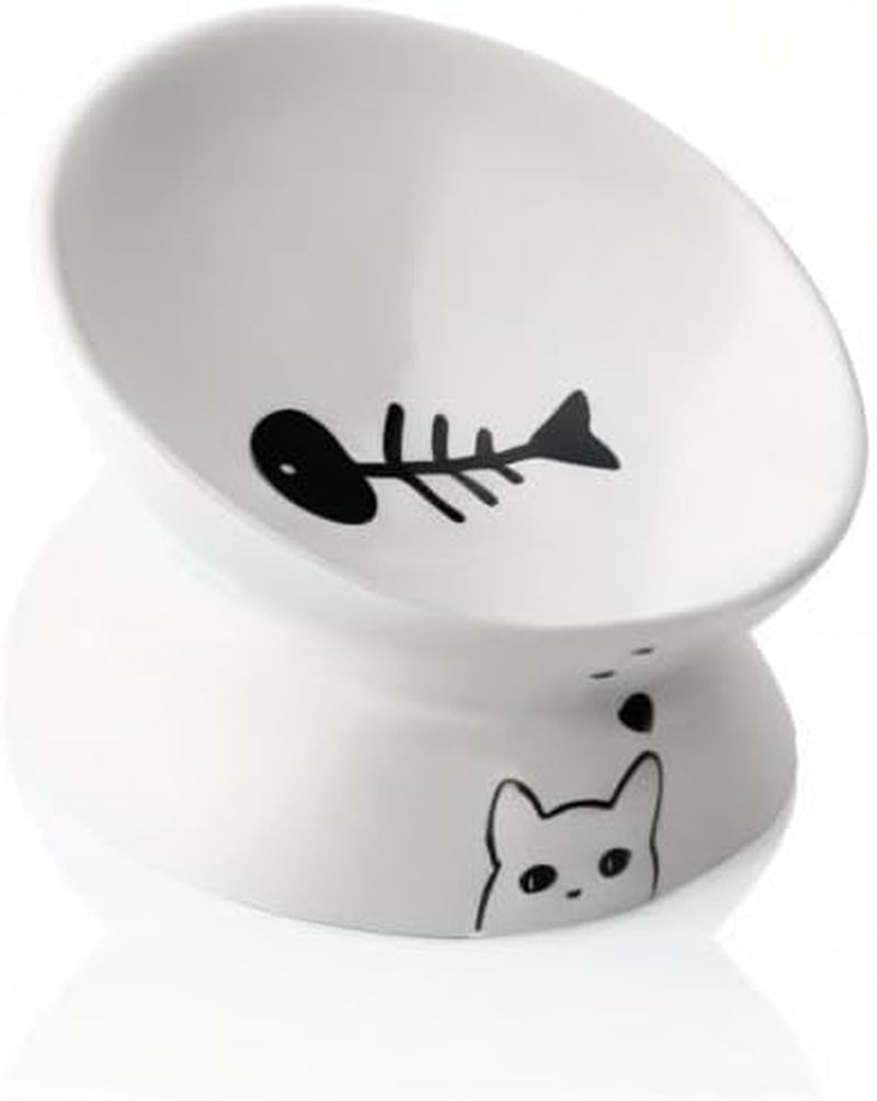 Ceramic Raised Slanted Cat Bowl